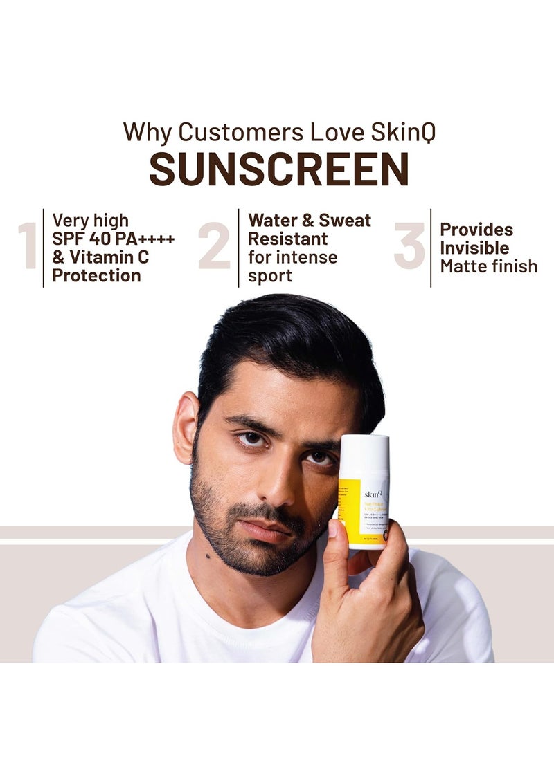 Sunscreen for Men and Women 50ml with Vitamin C SPF 40 Broad Spectrum Protection Ultra Light Gel for All Skin Types Lightweight Non-Sticky Water-Resistant