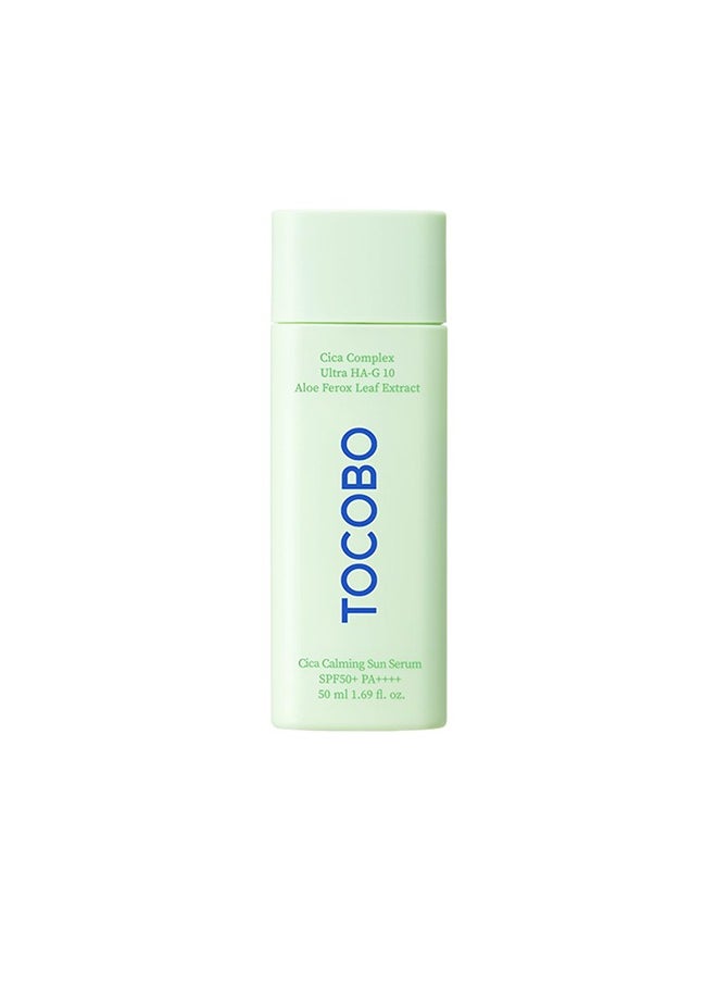 Cica Calming Sun Serum SPF50+ ，Fermented Cica Complex, Cooling Sun Serum, Reduces Skin Temperature, Quick Soothing, Lightweight and Moisturizing Sun Serum-50ml