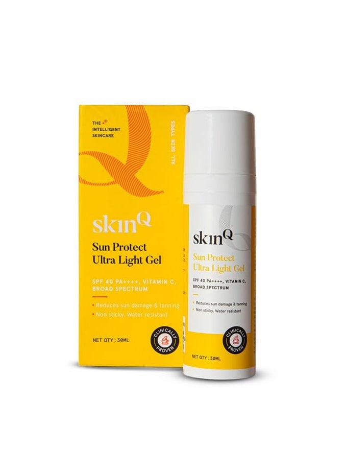 Mini Sunscreen for Men and Women 30ml with Vitamin C SPF 40 Broad Spectrum Protection Ultra Light Gel for All Skin Types Lightweight Non-Sticky