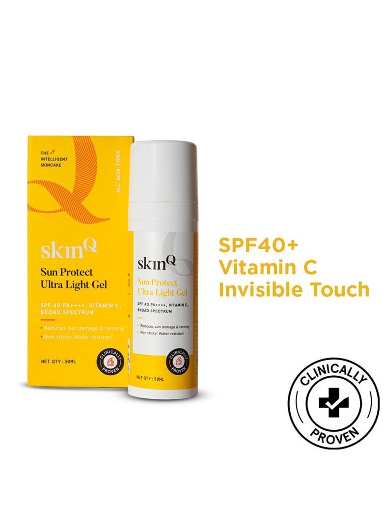Mini Sunscreen for Men and Women 30ml with Vitamin C SPF 40 Broad Spectrum Protection Ultra Light Gel for All Skin Types Lightweight Non-Sticky