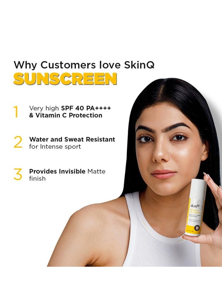 Mini Sunscreen for Men and Women 30ml with Vitamin C SPF 40 Broad Spectrum Protection Ultra Light Gel for All Skin Types Lightweight Non-Sticky