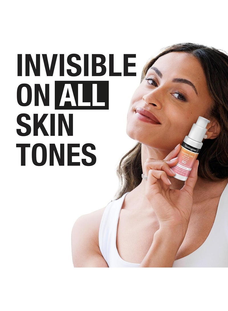 Neutrogena Invisible Daily Defense Face Sunscreen + Hydrating Serum with Broad Spectrum SPF 60 & Antioxidants to Help Skin Glow, Oil-Free, Fragrance Free 1.7 fl. ozFluid Ounce