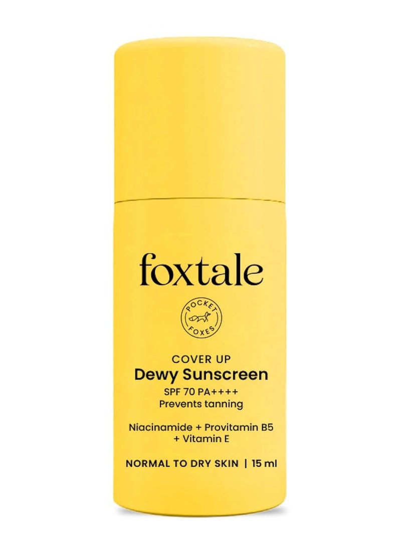 Foxtale SPF 70 Niacinamide Dewy Sunscreen with PA++++ For Dewy Sun Protection | Tan Protection | Lightenweight | No White Cast | Non Greasy | Anti-Tan Formula | For Spot Depigmentation | Men & Women | 15 Ml