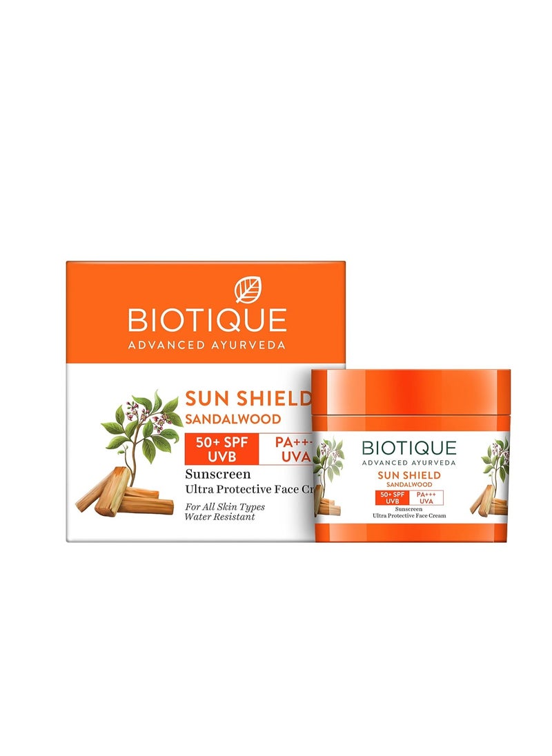 Biotique Sandalwood Sunscreen Ultra Soothing Face Lotion, SPF 50+ |Ultra Protective Lotion| Keeps Skin Soft, Fair and Moisturized| Water Resistant| For All Skin Types| 50ml