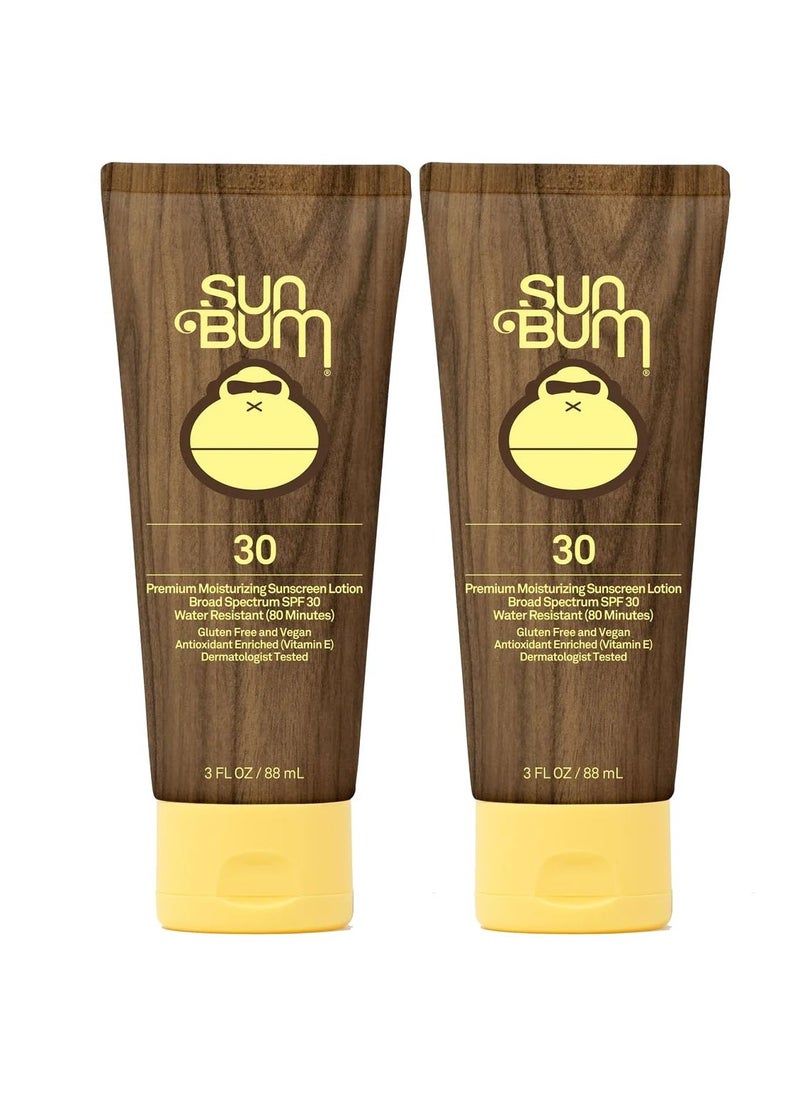 Sun Bum Original SPF 30 Sunscreen Lotion | Vegan and Hawaii 104 Reef Act Compliant (Octinoxate & Oxybenzone Free) Broad Spectrum Moisturizing UVA/UVB Sunscreen with Vitamin E | 3 oz (Pack of 2)