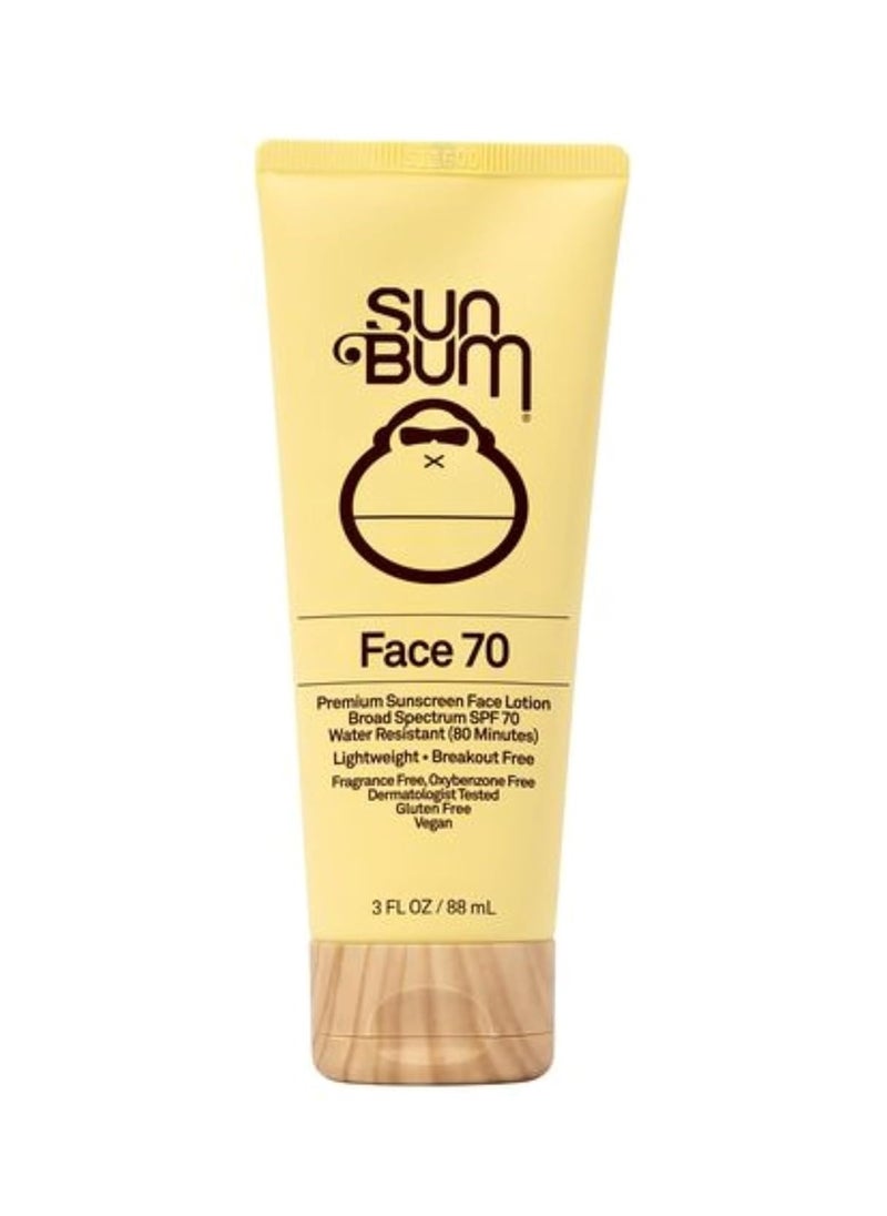 Sun Bum Original SPF 70 Sunscreen Face Lotion | Broad Spectrum Moisturizing Facial Sunblock with Vitamin E | Oil Free | Hawaii 104 Act Compliant (Octinoxate & Oxybenzone Free) | Travel Friendly | 3 oz