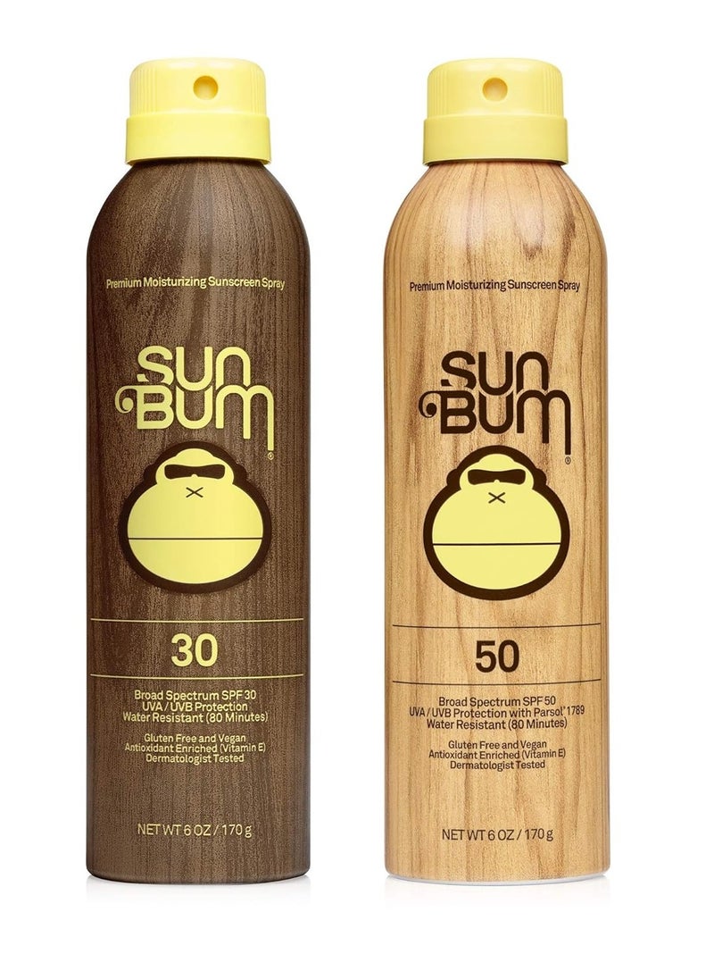 Sun Bum Sun Bum Original Spf 30 and 50 Sunscreen Spray Vegan and Reef Friendly (octinoxate & Oxybenzone Free) Broad Spectrum Moisturizing Uva/uvb Sunscreen With Vitamin E 2 Pack