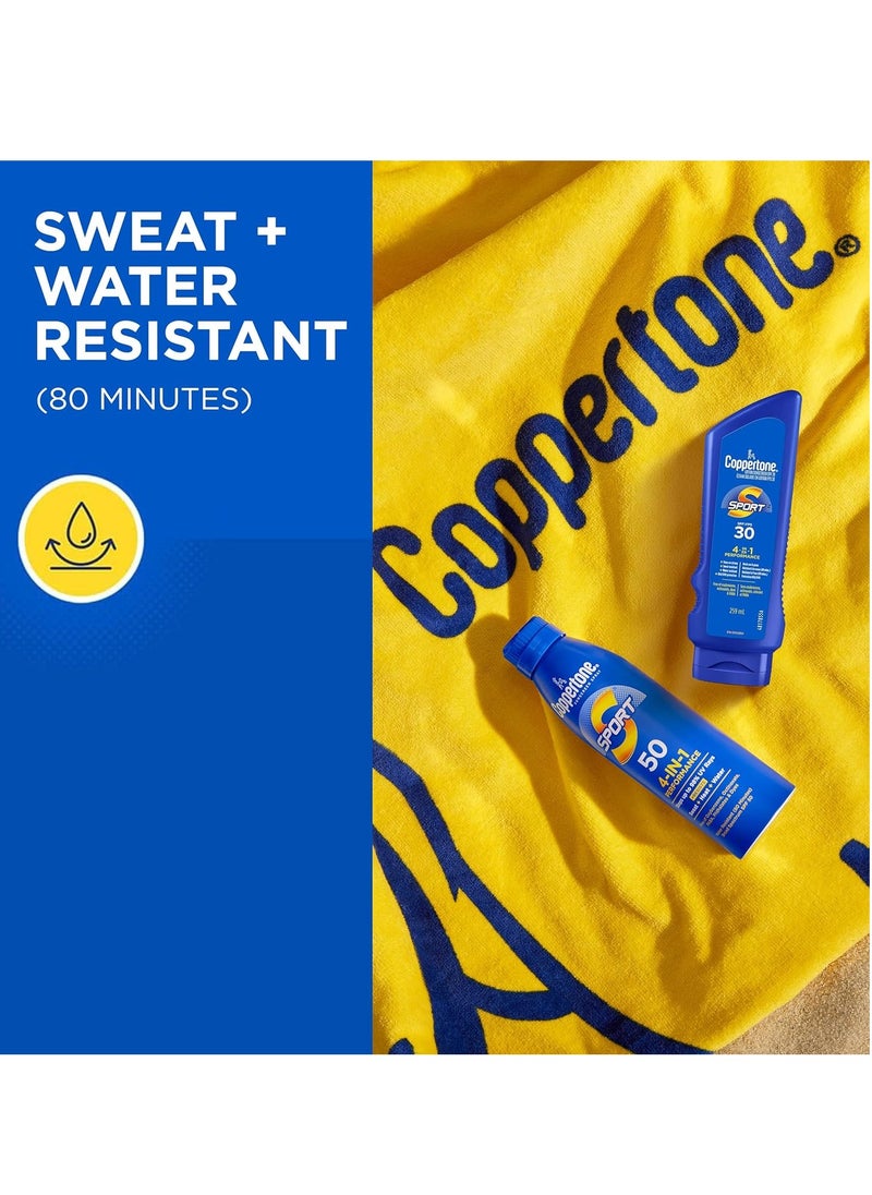 Coppertone SPORT Sunscreen SPF 30 Lotion, Water Resistant Sunscreen, Body Sunscreen Lotion, 7 Fl Oz