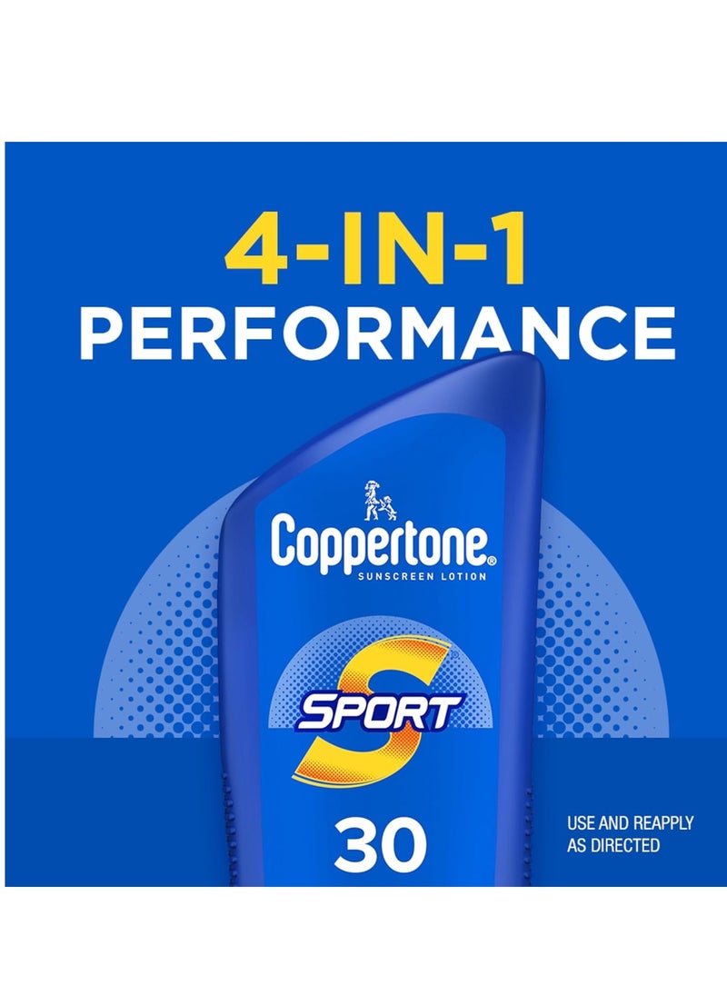 Coppertone SPORT Sunscreen SPF 30 Lotion, Water Resistant Sunscreen, Body Sunscreen Lotion, 7 Fl Oz