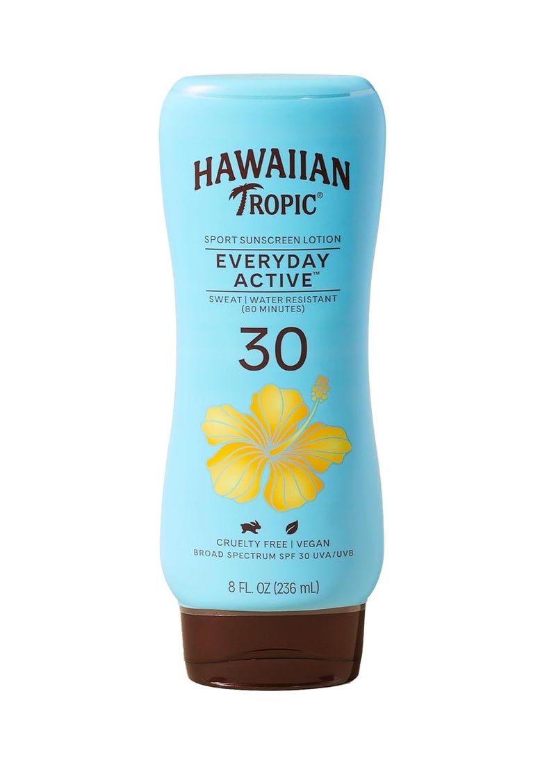 Hawaiian Tropic Everyday Active Lotion Sunscreen SPF 30, 8oz | Hawaiian Tropic Sunscreen SPF 30, Sunblock, Broad Spectrum Sunscreen, Oxybenzone Free Sunscreen, Water Resistant Sunscreen, 8oz