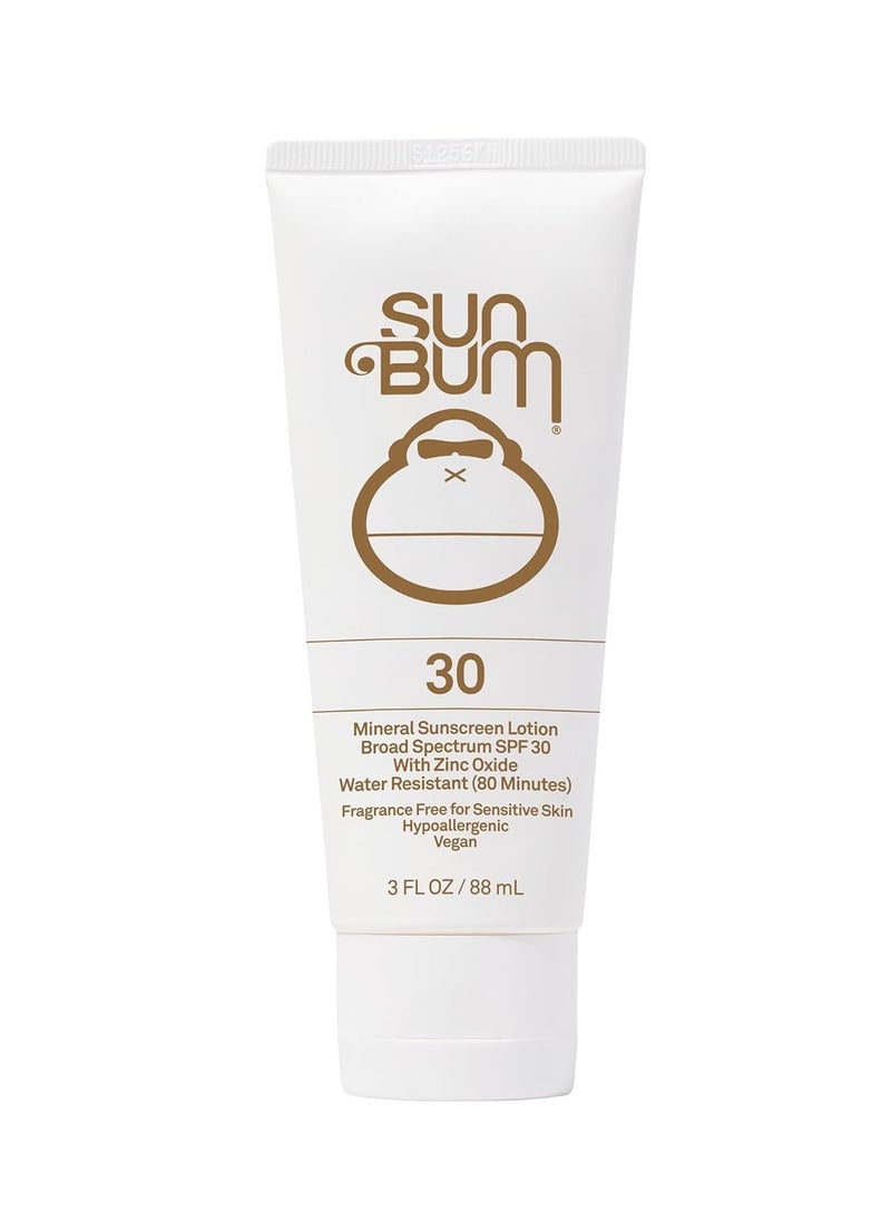Sun Bum Mineral SPF 30 Sunscreen Body Lotion| Broad Spectrum Moisturizing Facial Sunblock with Vitamin E | Vegan and Hawaii 104 Act Compliant (Octinoxate & Oxybenzone Free) | Travel Friendly 3 oz