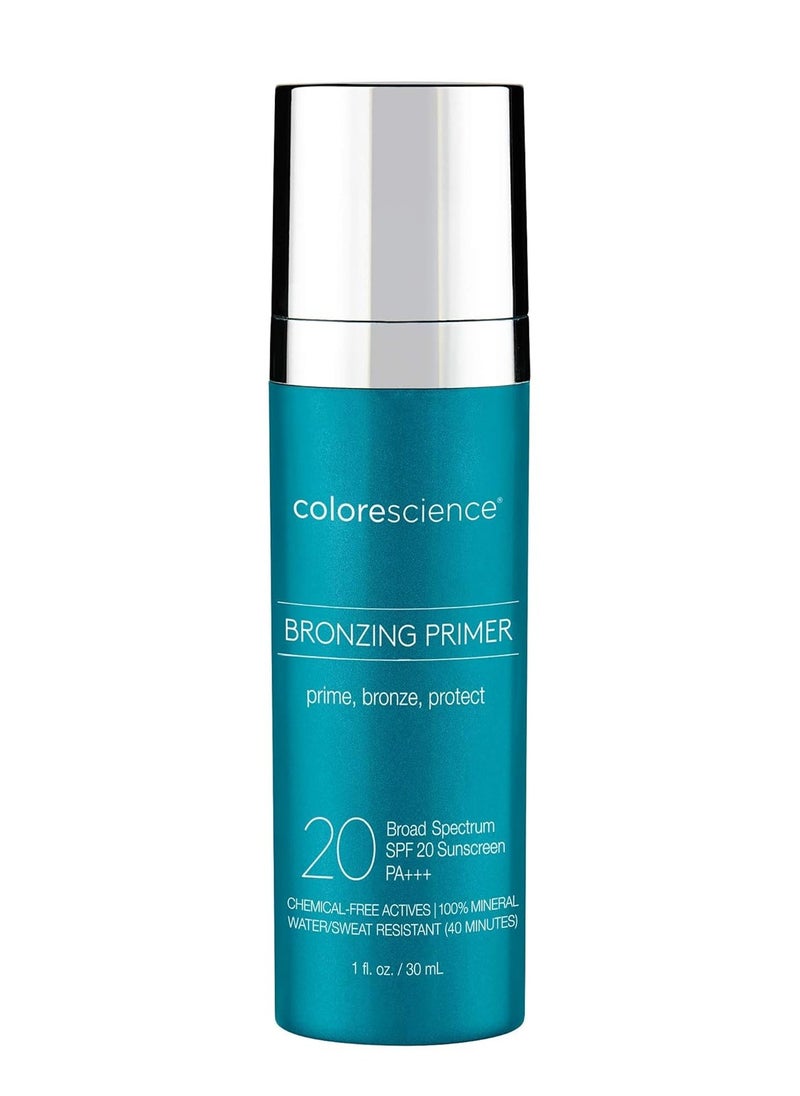 Colorescience Bronzing Primer SPF 20, Water Resistant Mineral Sunscreen, Broad Spectrum SPF 20 UVA/UVB Skin Protection, 1 Fl Oz (Pack of 1)