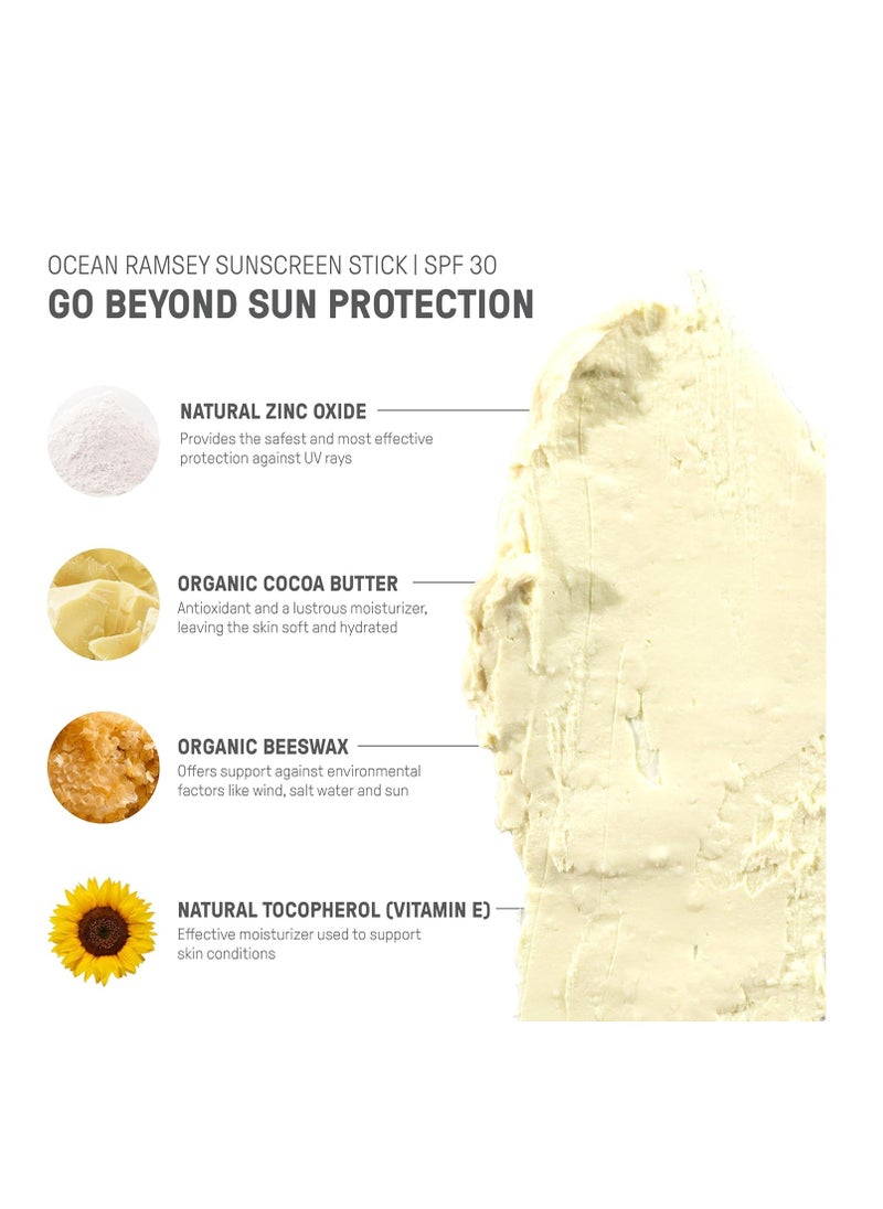 Raw Elements Ocean Ramsey World Reef Day Organic Sunscreen Stick SPF 30, Non-Nano Zinc Oxide, Reef-Safe, Cruelty-Free, Moisturizing, Zero Waste Tube, 1 oz