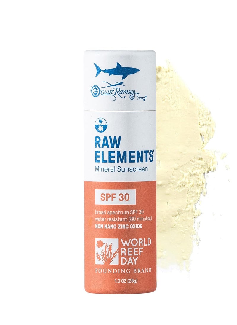Raw Elements Ocean Ramsey World Reef Day Organic Sunscreen Stick SPF 30, Non-Nano Zinc Oxide, Reef-Safe, Cruelty-Free, Moisturizing, Zero Waste Tube, 1 oz