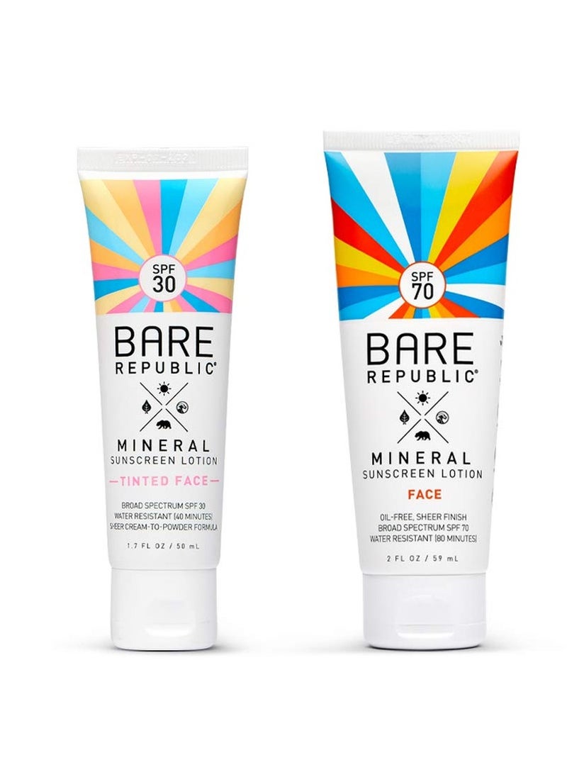 SPF 30 Matte Face Lotion Tinted + Mineral Face SPF 70 (2-pack)