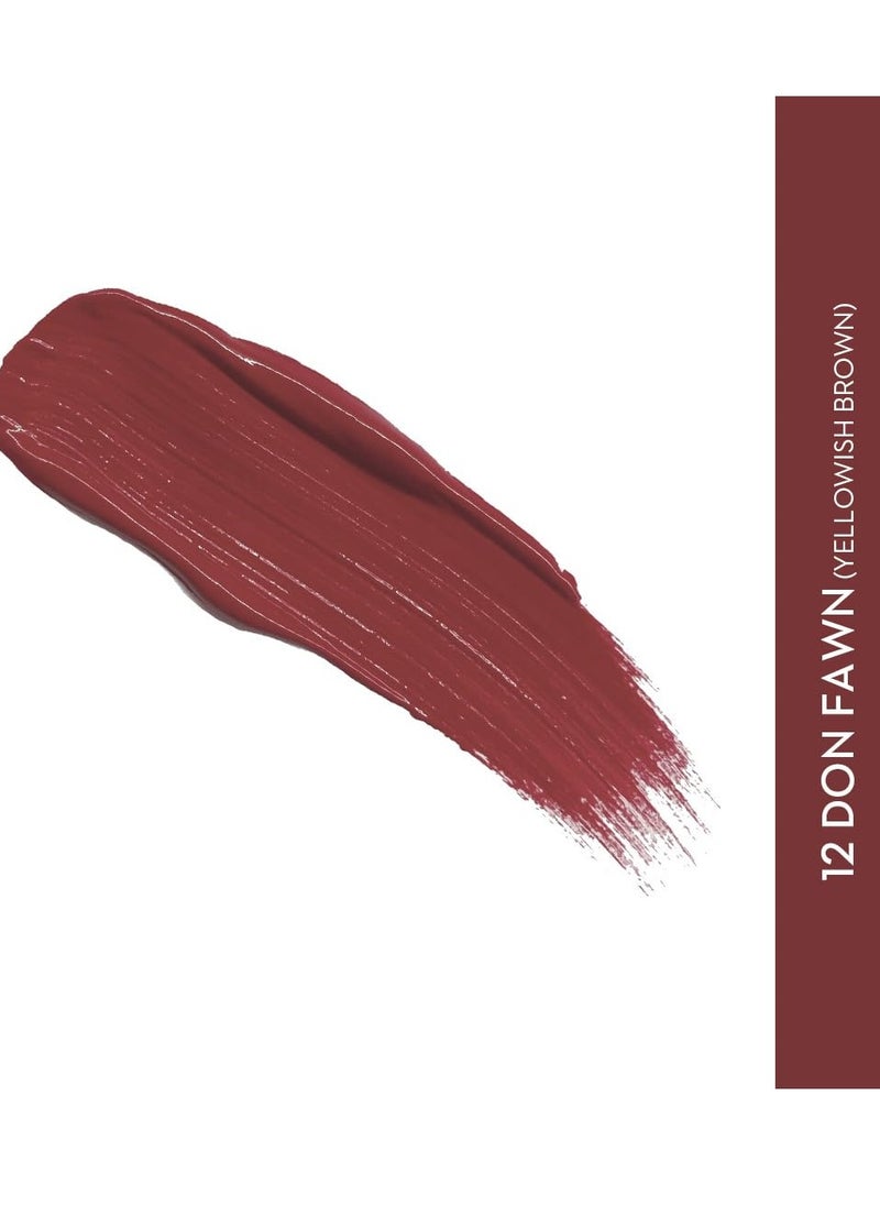 SUGAR Cosmetics - Smudge Me Not - Liquid Lipstick - 12 Don Fawn (Yellow Brown) - 4.5 ml - Ultra Matte Liquid Lipstick, Transferproof and Waterproof, Lasts Up to 12 hours