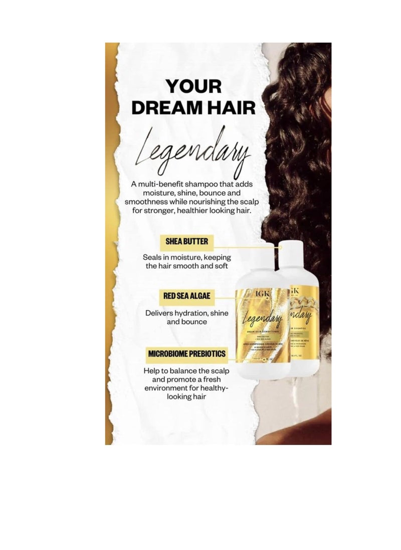 IGK LEGENDARY Dream Hair Shampoo (8 Oz) + IGK Mistress Hydrating Hair Balm (5 Oz) | Hydrated + Shine + Frizz Control | Vegan + Cruelty-Free |