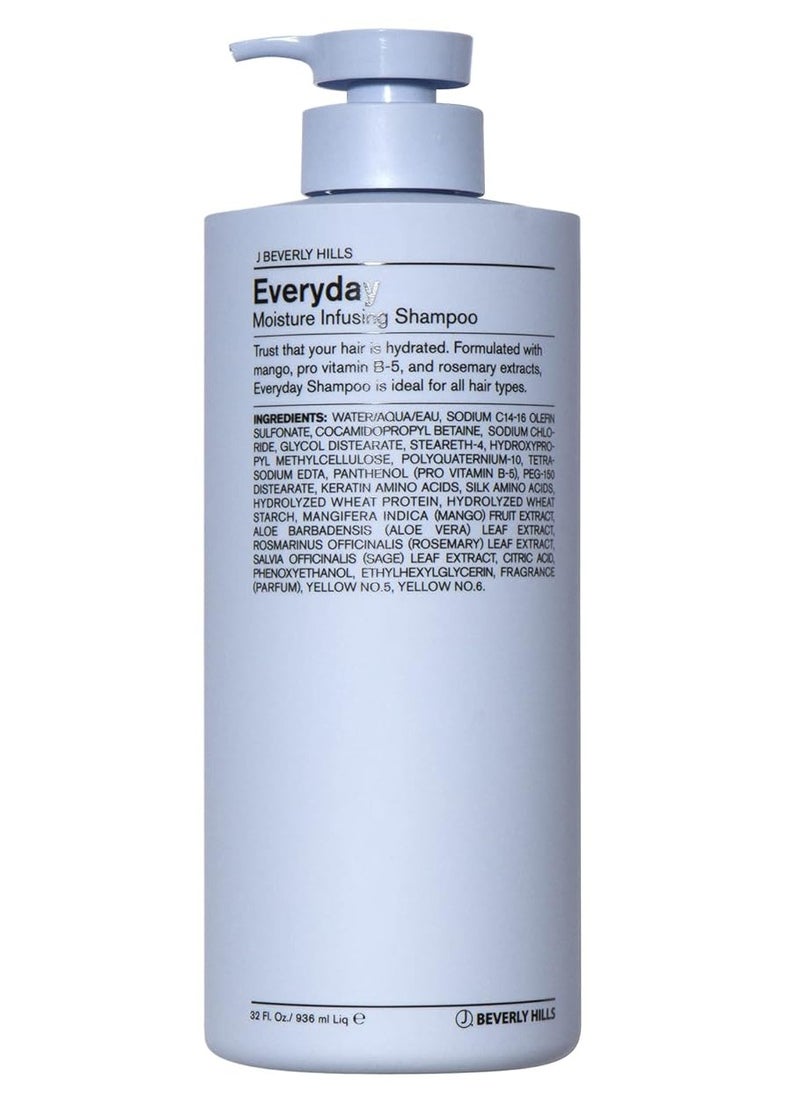 J Beverly Hills Blue Everyday Moisturizing Shampoo with Eucalyptus Oil for Hair Growth, (3 Oz, 12 Oz, 32 Oz)