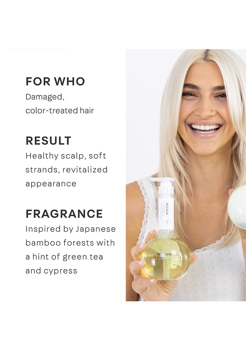 NATURELAB. TOKYO Perfect Repair Shampoo - Moisturizing Shampoo to Help Revitalize Damaged, Color-Treated Hair with Bamboo Stem Cells, Keratin, Argan + Prickly Pear Oil - (11.5 fl oz/340 ml)