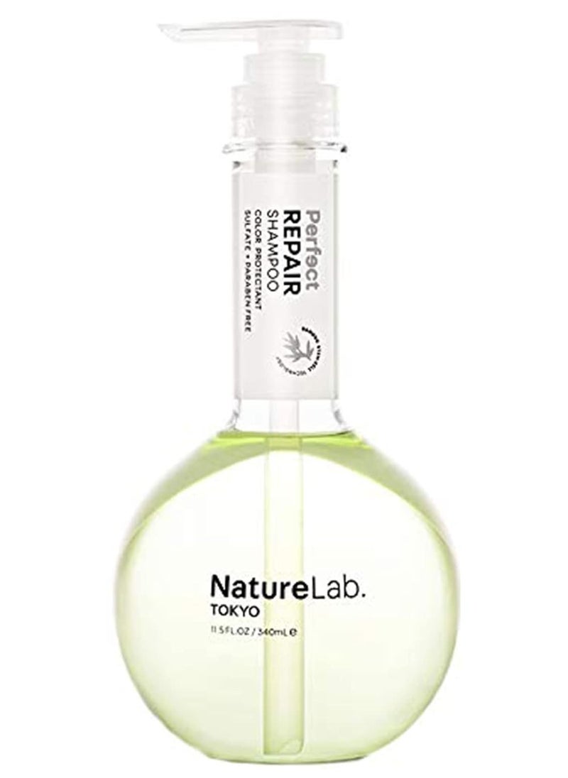 NATURELAB. TOKYO Perfect Repair Shampoo - Moisturizing Shampoo to Help Revitalize Damaged, Color-Treated Hair with Bamboo Stem Cells, Keratin, Argan + Prickly Pear Oil - (11.5 fl oz/340 ml)