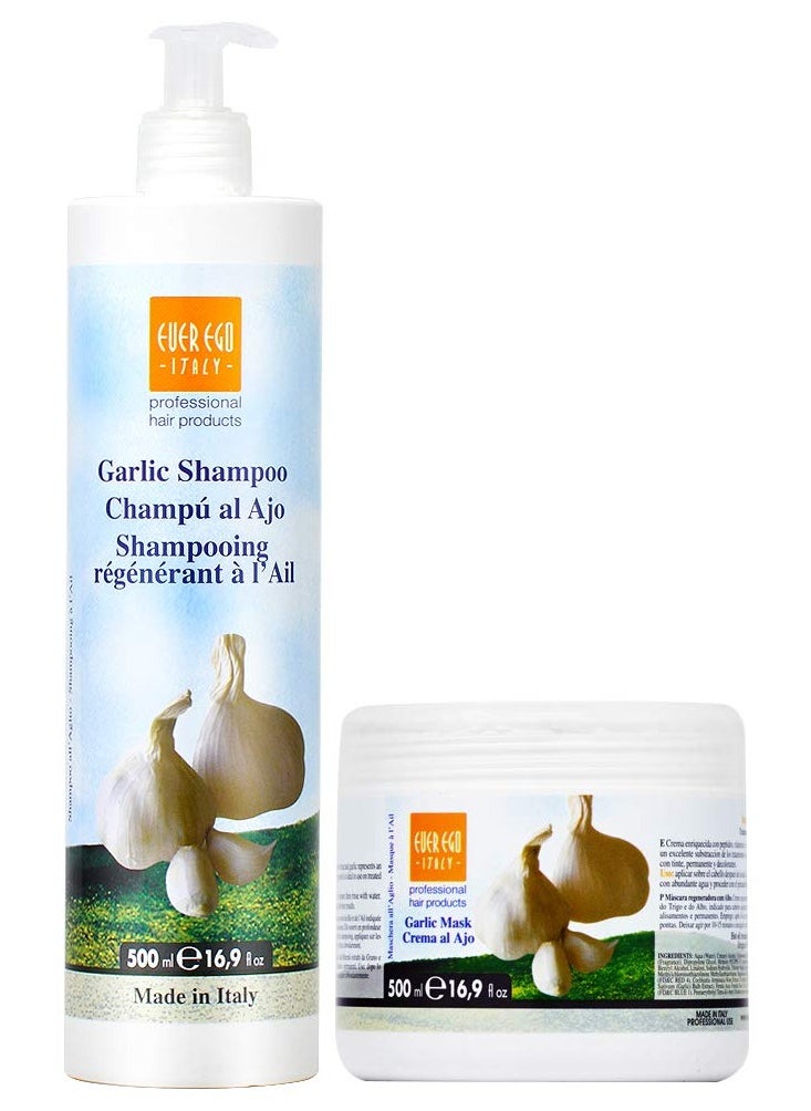 Ever Ego Garlic Shampoo 500Ml & Garlic Hair Mask Set