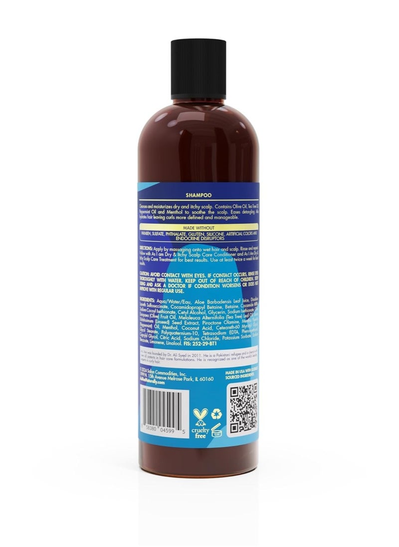 As I Am Dry & Itchy Scalp Care Shampoo - 12 ounce - Cleanses and moisturizes dry and itchy scalp - With Olive Oil, Tea Tree Oil & Peppermint Oil