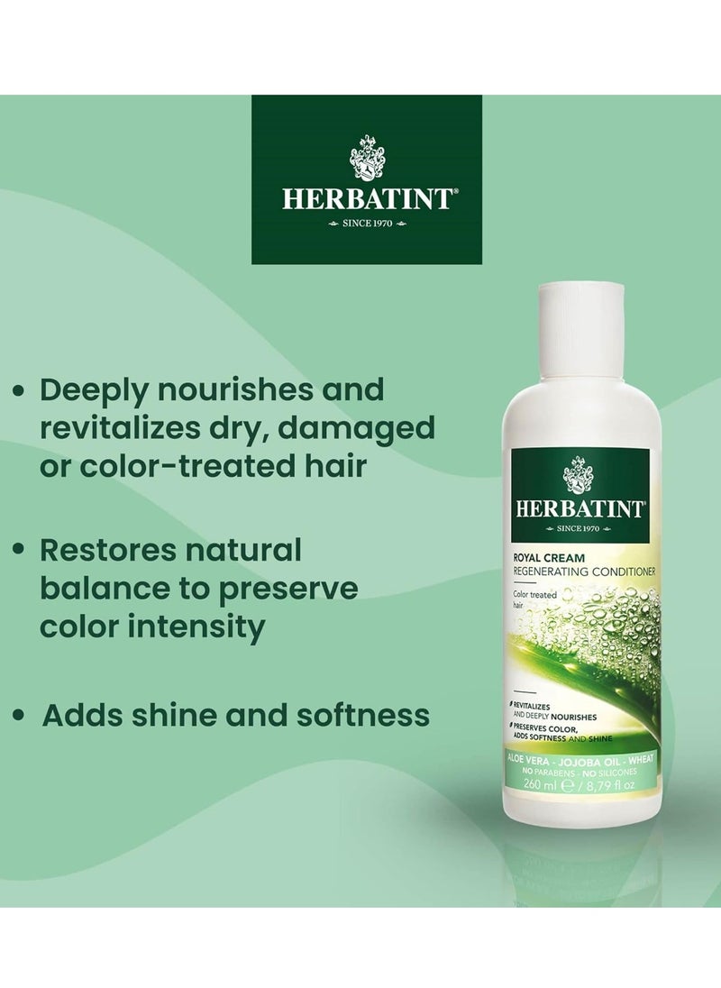 Herbatint Royal Cream Conditioner - With Aloe vera, Jojoba Oil & Wheat Germ - Enhances Color, Softness & Shine - No Parabens, Sulfates, Gluten - 8.79 fl oz