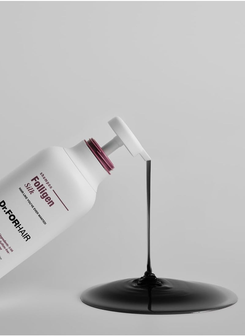 DR.FORHAIR Folligen Silk Shampoo 16.9 fl oz 500 ml For Thinning Hair Damaged Cuticles Growth Care Treatment Sulfate Silicone Free