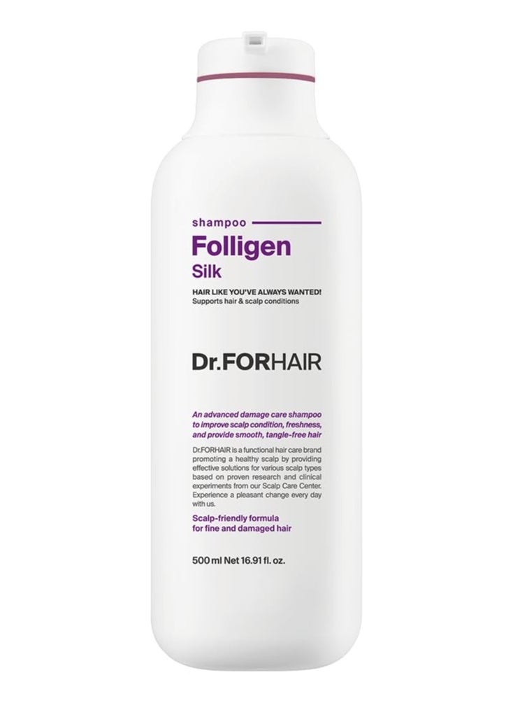DR.FORHAIR Folligen Silk Shampoo 16.9 fl oz 500 ml For Thinning Hair Damaged Cuticles Growth Care Treatment Sulfate Silicone Free