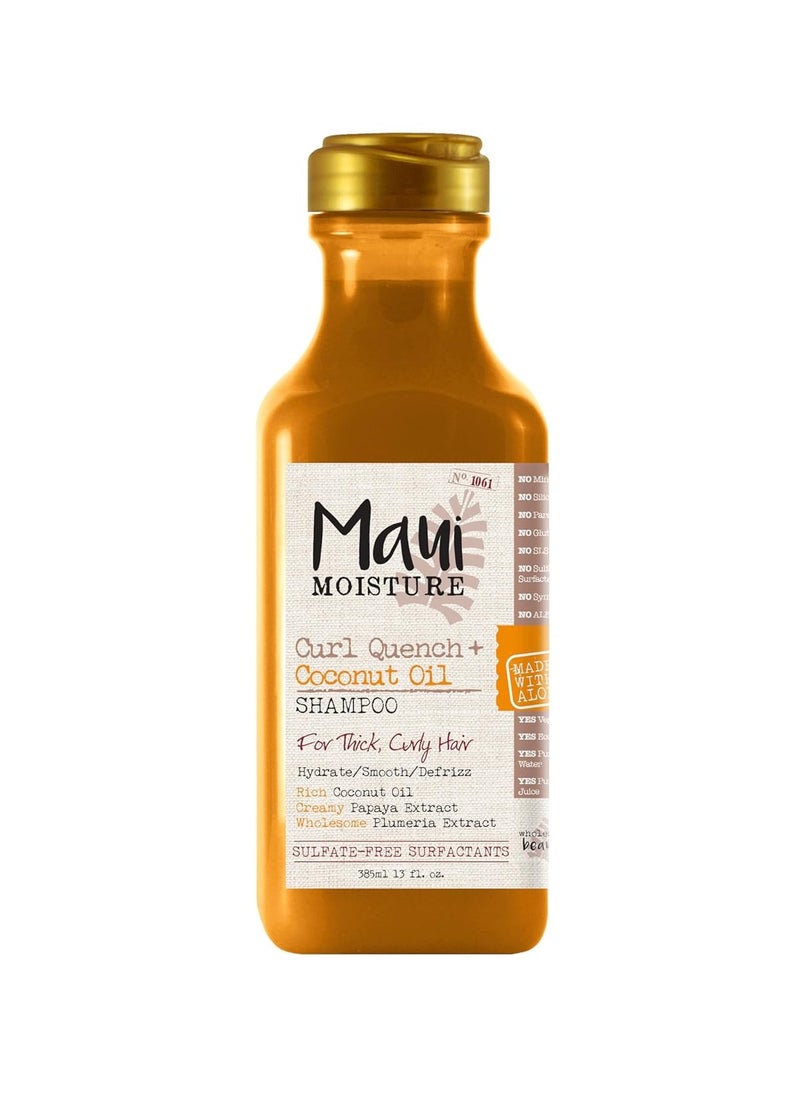 Maui Moisture Curl Quench + Coconut Oil Curl-Defining Anti-Frizz Shampoo to Hydrate and Detangle Tight Curly Hair, Softening Shampoo, Vegan, Silicone & Paraben-Free, 13 fl oz