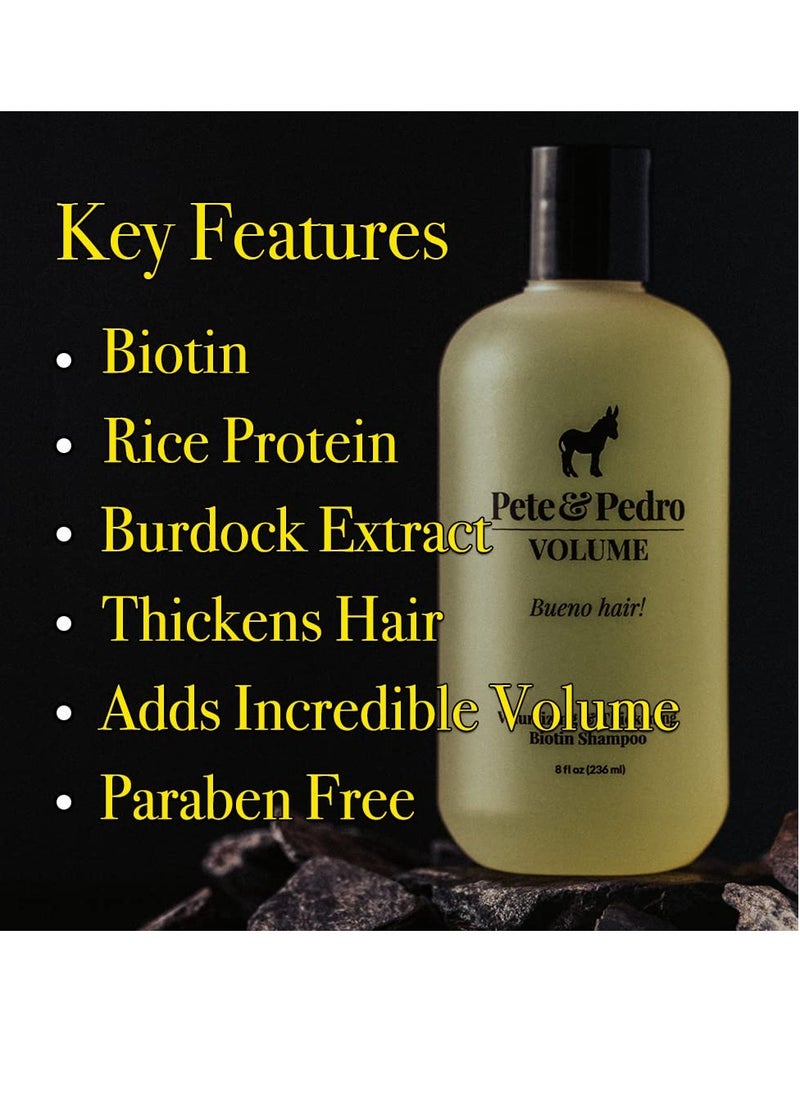 Pete & Pedro VOLUME SHAMPOO - Volumizing & Thickening Biotin Hair Strengthening Men's & Women Daily Cleansing Shampoo | Alcohol & Paraben Free | As Seen on Shark Tank, 8.5 oz.