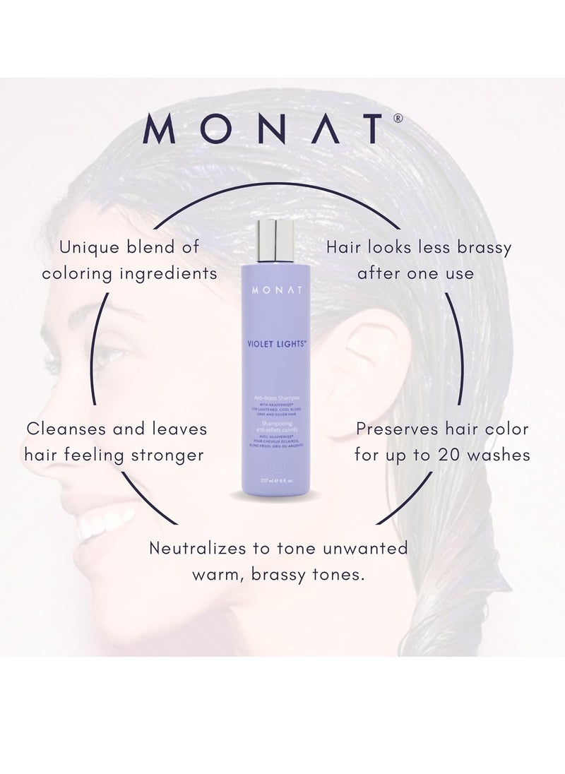 MONAT Violet Lights Anti-Brass Shampoo – Subtly Illuminates Hair – Advanced Toning Formula – Vibrant & Manageable Results – Gentle Cleansing for Radiant Locks – Enriched with REJUVENIQE®c