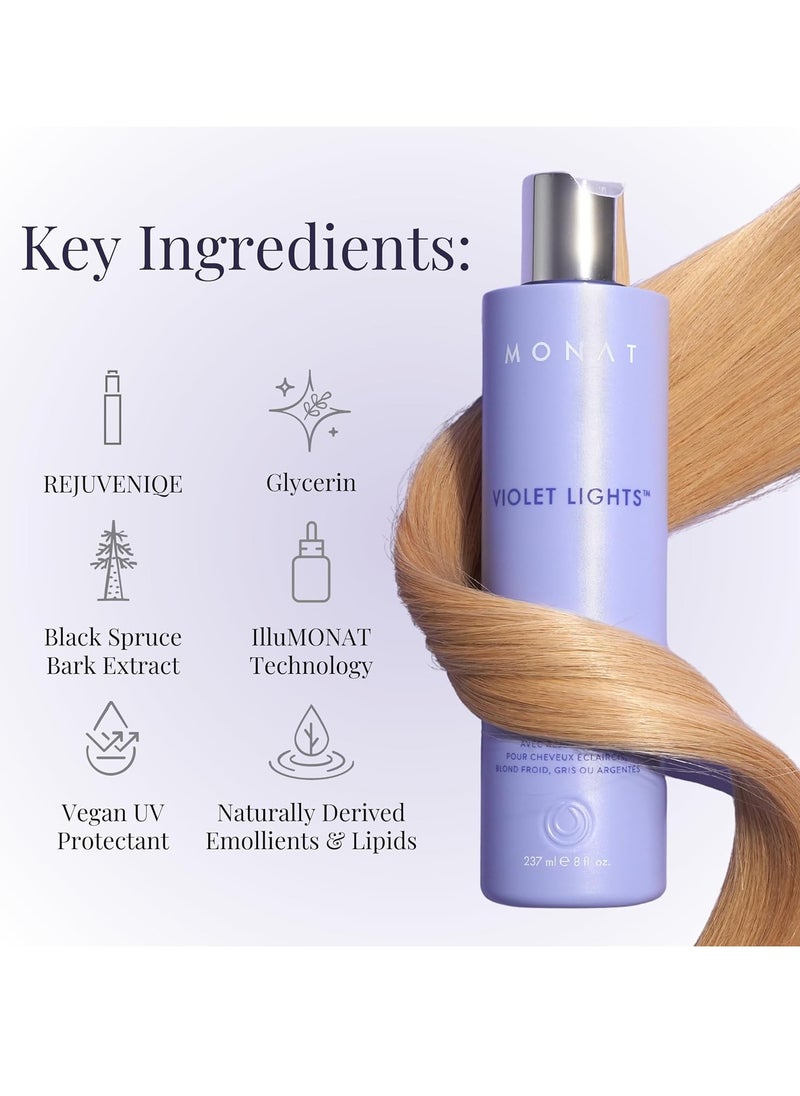 MONAT Violet Lights Anti-Brass Shampoo – Subtly Illuminates Hair – Advanced Toning Formula – Vibrant & Manageable Results – Gentle Cleansing for Radiant Locks – Enriched with REJUVENIQE®c
