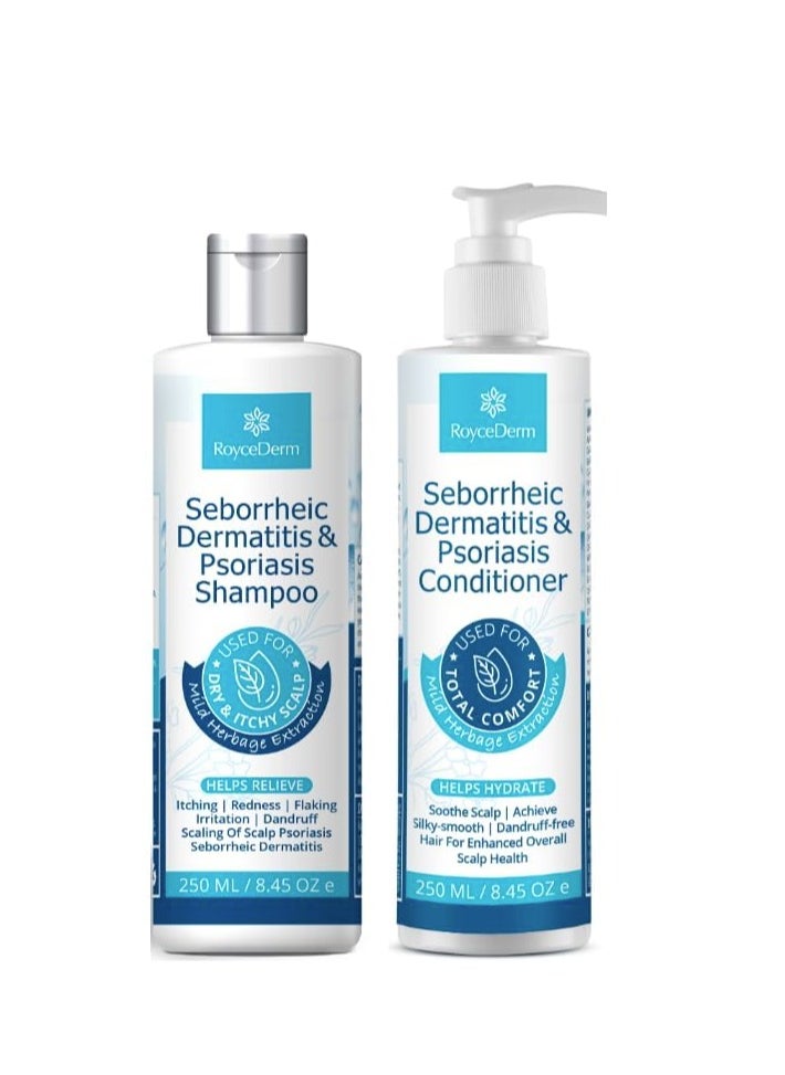Roycederm Scalp Care Bundle: Psoriasis Shampoo & Conditioner for Dry, Itchy Scalp Relief