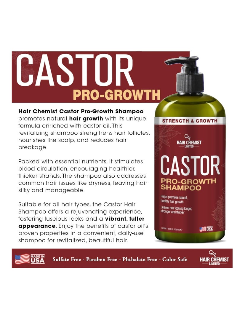 Hair Chemist Castor Pro-Growth Shampoo 33.8 oz. - Made with Natural Castor Oil for Hair Growth, Sulfate Free Shampoo