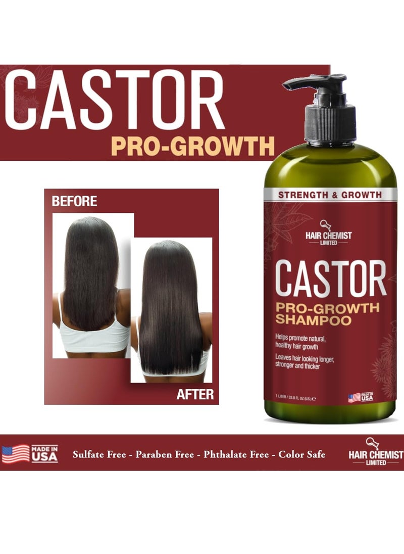 Hair Chemist Castor Pro-Growth Shampoo 33.8 oz. - Made with Natural Castor Oil for Hair Growth, Sulfate Free Shampoo