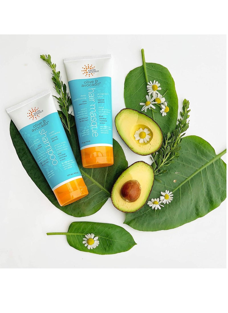 EARTH SCIENCE - Olive & Avocado Oil Shampoo: Super Concentrated for Normal to Dry Hair (4pk, 6 oz.)
