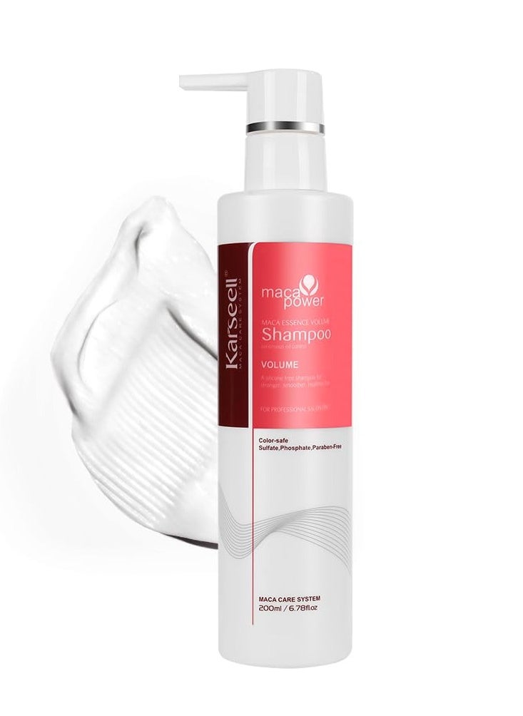 Karseell maca power Volume Shampoo, 200ml - Lightweight Shampoo For Fine Hair, Adding volume to flat hair, Dermatologically Tested, pH Balanced, Not Irritating, Cruelty-free