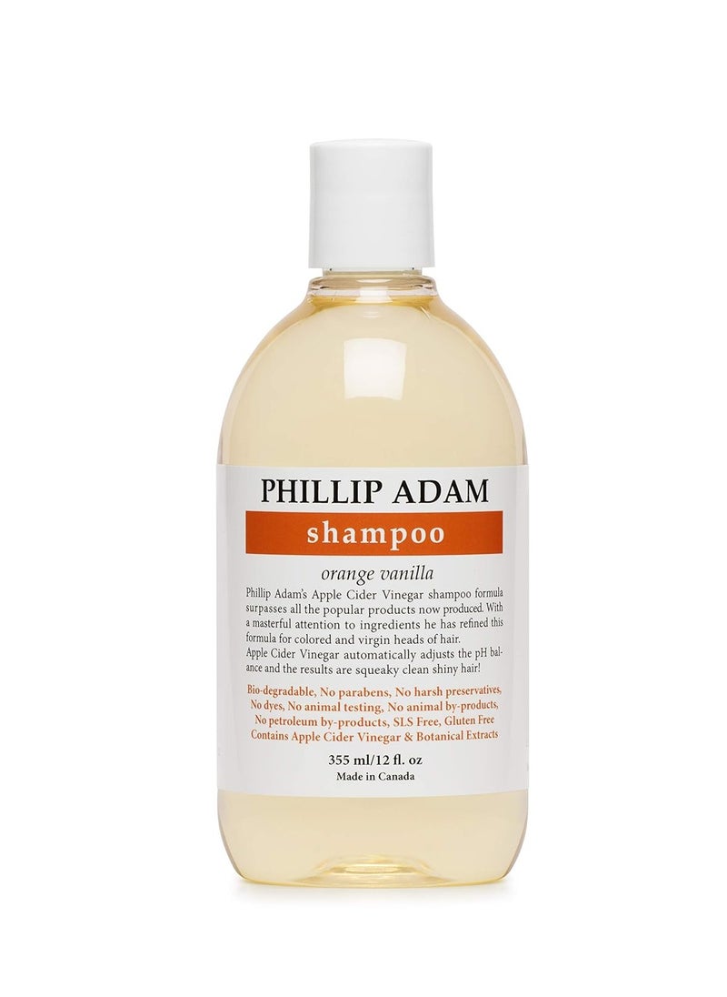 Phillip Adam Orange Vanilla Shampoo for Shiny Hair - Enriched with Apple Cider Vinegar - Sulfate Free - 12 Ounce