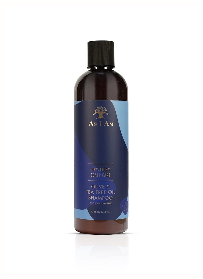 As I Am Dry & Itchy Scalp Care Shampoo - 12 ounce - Fights Dandruff and Seborrheic Dermatitis - Enriched with Zinc Pyrithione, Olive Oil, and Tea Tree Oil