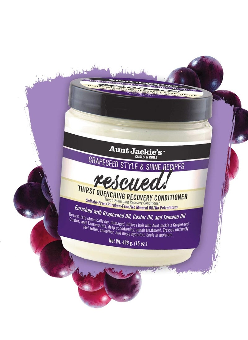 Aunt Jackie's Grapeseed Collection Perfect Intense Define, Power Wash, Rescued and Ice Curls, Combo Hydrates & Softens With Almond oil, Marshmallow Root, Purple, Pack of 3