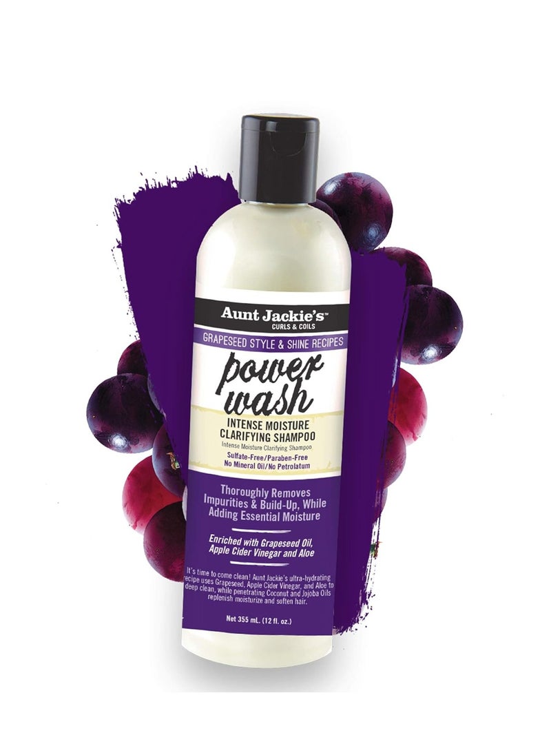 Aunt Jackie's Grapeseed Collection Perfect Intense Define, Power Wash, Rescued and Ice Curls, Combo Hydrates & Softens With Almond oil, Marshmallow Root, Purple, Pack of 3
