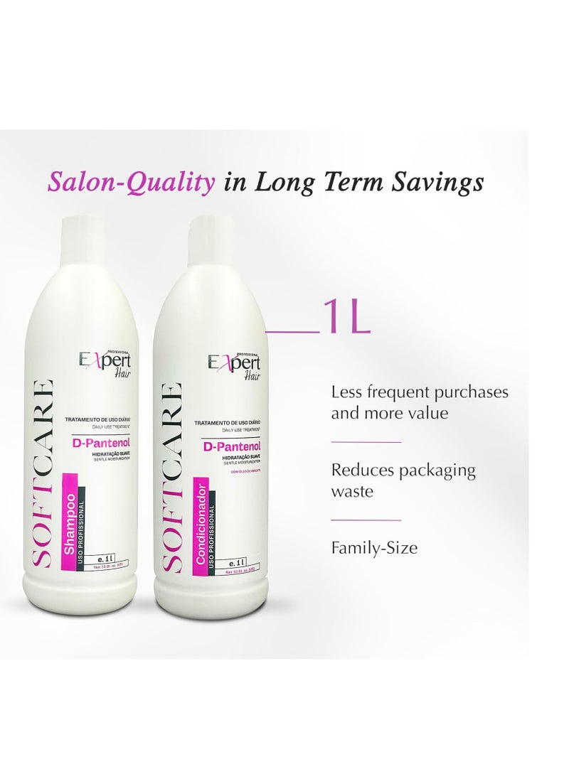 Expert Hair Soft Care Biotin Shampoo and Conditioner - Daily Routine Shampoo For Scalp Health, CLINICALLY TESTED Proven Results Products For Women & Men, Natural Routine, Color Safe 2x 33.81 fl.oz