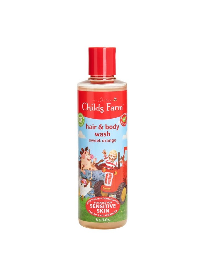 Childs Farm, Kids Hair & Body Wash for Dry, Sensitive Skin, Organic Sweet Orange, Gently Cleanses, Vegan, Cruelty-Free, 8.4 Fl Oz