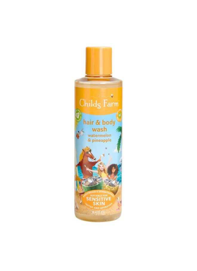 Childs Farm, Kids Hair & Body Wash for Dry, Sensitive Skin, Watermelon & Organic Pineapple, Gently Cleanses, Vegan, Cruelty-Free, 8.4 Fl Oz