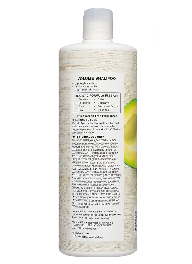 ENJOY Holistic Volume Shampoo, pH 5.0 - 6.0, For All Hair Types, Shampoo For Color Treated Hair, Shampoo for Men and Women, Curly Hair Shampoo - 33 Oz