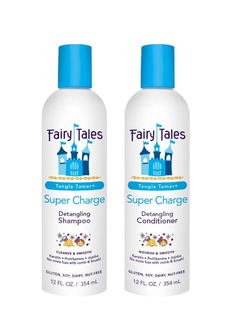 Fairy Tales Tangle Tamer Detangling Shampoo and Conditioner for Kids - Ultra Moisturizing and Anti Frizz Protection - Paraben Free, Sulfate Free - 12 Oz each Bottle - 2 pack