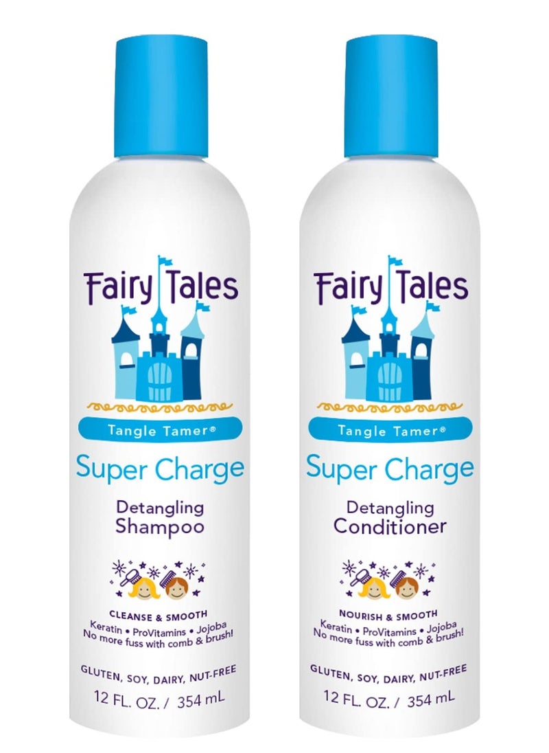 Fairy Tales Tangle Tamer Detangling Shampoo and Conditioner for Kids - Ultra Moisturizing and Anti Frizz Protection - Paraben Free, Sulfate Free - 12 Oz each Bottle - 2 pack