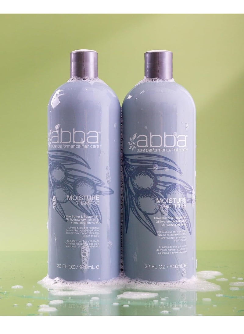 ABBA - Pure Moisture Shampoo & Conditioner Duo - Olive Butter & Peppermint Oil, 32 fl oz Each