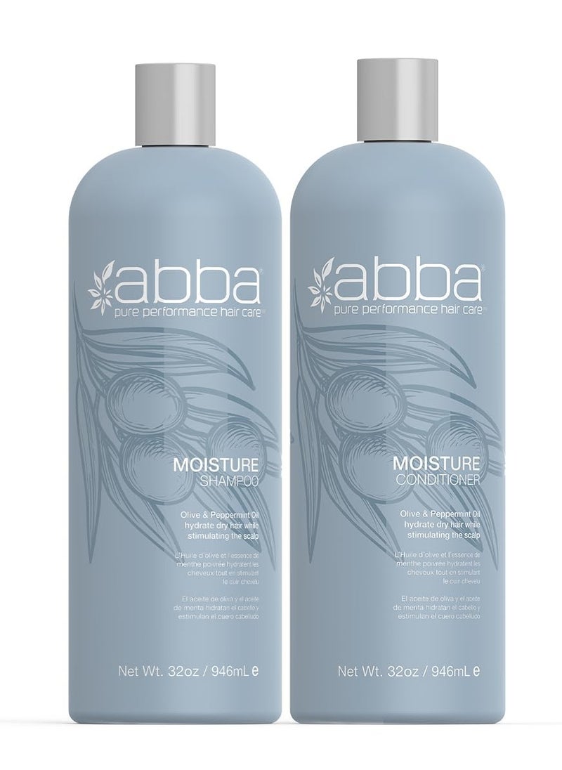 ABBA - Pure Moisture Shampoo & Conditioner Duo - Olive Butter & Peppermint Oil, 32 fl oz Each